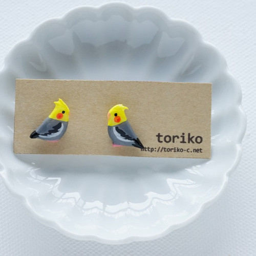 オカメインコ（ノーマル）レジン加工ピアス・イヤリング ピアス