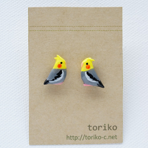 オカメインコ（ノーマル）レジン加工ピアス・イヤリング ピアス