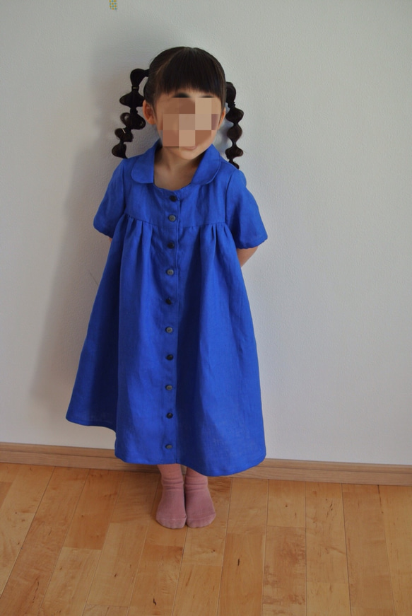 ロイヤルブルーロングシャツワンピース 子供服 BondSprout 通販