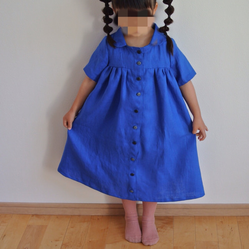 ロイヤルブルーロングシャツワンピース 子供服 BondSprout 通販