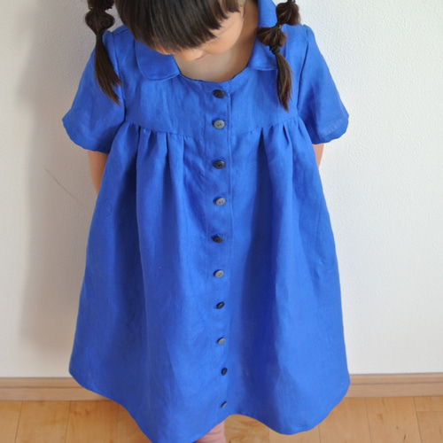 ロイヤルブルーロングシャツワンピース 子供服 BondSprout 通販