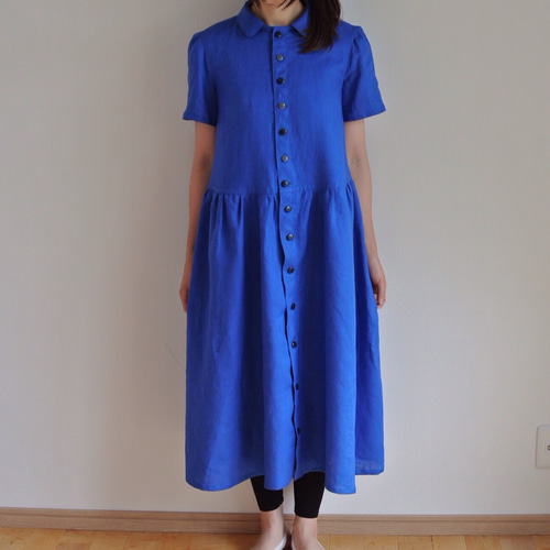 再販4ロイヤルブルーロングシャツワンピース ワンピース BondSprout 