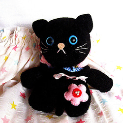 ちょっぴり小顔の黒ネコちゃんキッズポシェット(=^・^=) 5枚目の画像