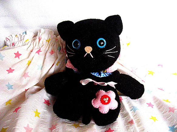 ちょっぴり小顔の黒ネコちゃんキッズポシェット(=^・^=) 5枚目の画像