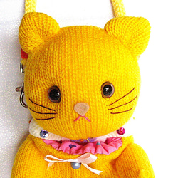 クロムイエローのネコちゃんキッズポシェット(=^・^=) 6枚目の画像